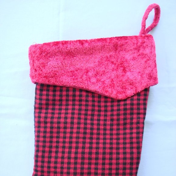 Nice 18" Stocking Farmhouse Patchwork Christmas Embellished Buffalo Check Fabric - Picture 5 of 14